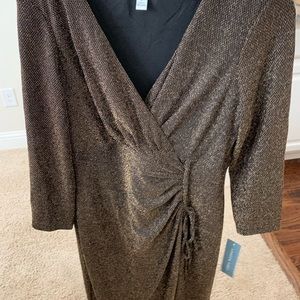 London Times Faux Wrap Dress - Gold sz 8 - NWT